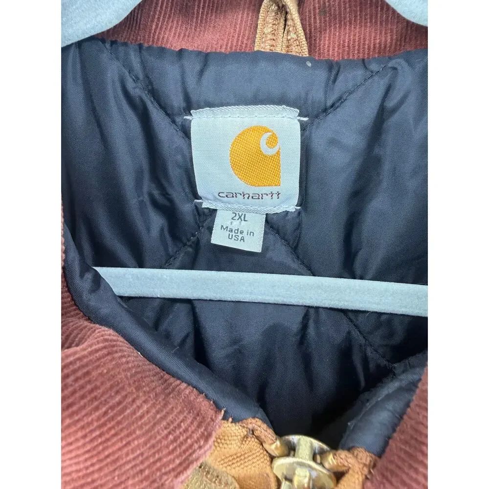 Cotton duck canvas jacket, Carhartt, quilted lined with corduroy collar